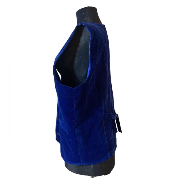 Men’s Blue Suede Button-down Vest - Picture 5 of 14